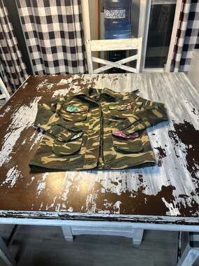 Beautiful Stories Camouflage Embroidered Patchwork Boho Utility Jacket